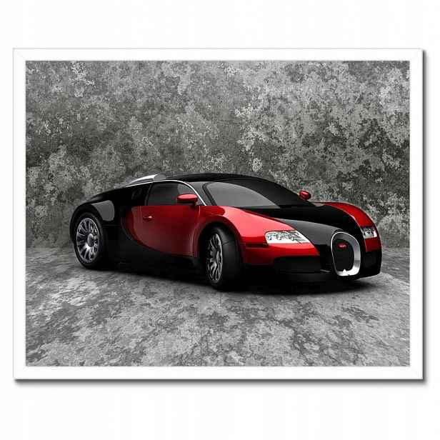 Plakáty v rámu 50x40 Bugatti Veyron Červená