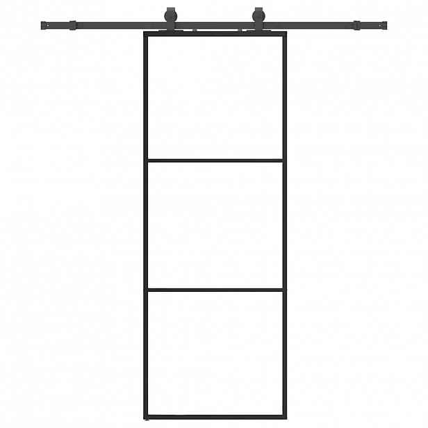 vidaXL Posuvné dveře se sadou kování černé 76x205 cm ESG Glass