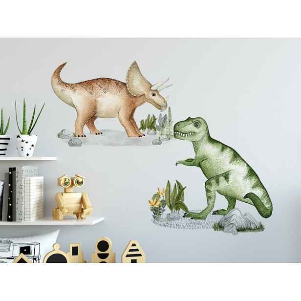 Yokodesign Nálepky na zeď - Tyranosaurus a triceratops Velikost: velká - L