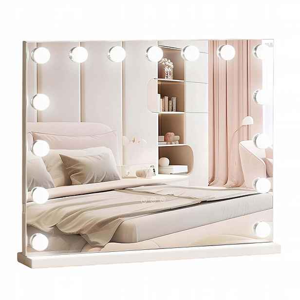 Zrcadlo Stojící Led 58x43 cm Zrcadlo na make-up podsvícené Hollywood Usb