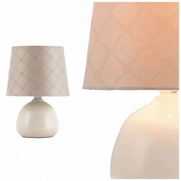 Keramická béžová noční stolní lampa se stínidlem