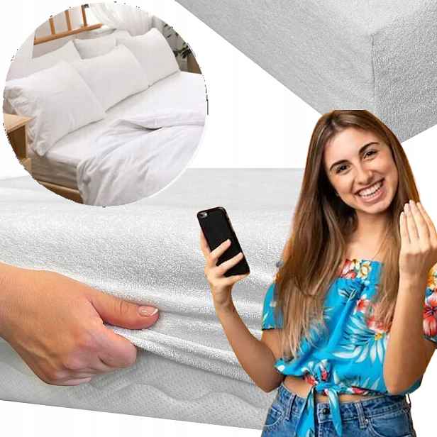 Silné Prostěradlo S Gumičkou 220x200 Bílé Froté Bavlna Prodyšné Polské