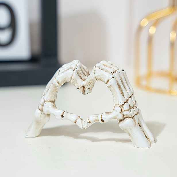 TEMU 1 ks Ornament ve tvaru srdce, kosti a lebky, pryskyřicová dekorace, domácí dekorace, dekorace na stůl, dárek k svátku, Valentýnu, Halloweenu