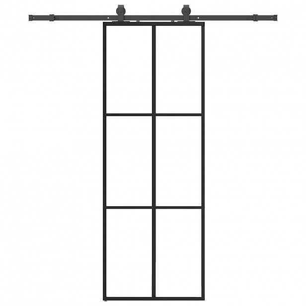 vidaXL Posuvné dveře se sadou kování černé 76x205 cm ESG Glass