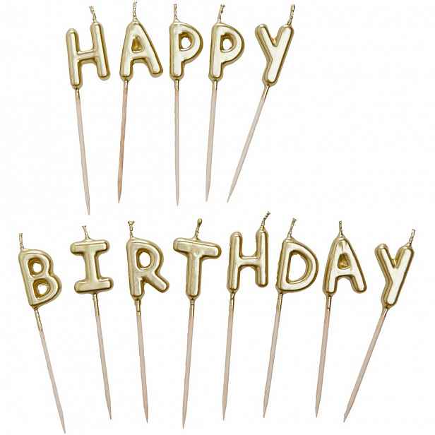 Butlers HAPPY BIRTHDAY Svíčky na dort set - zlatá