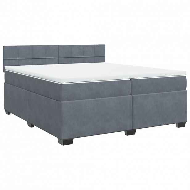 vidaXL Box spring postel s matrací tmavě šedá 200x200 cm samet