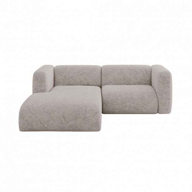 ALTDECOR ROHOVÁ SEDAČKA S LEVOU OTOMANOU MIRA-L1 227x179x89 Světle šedá Velur