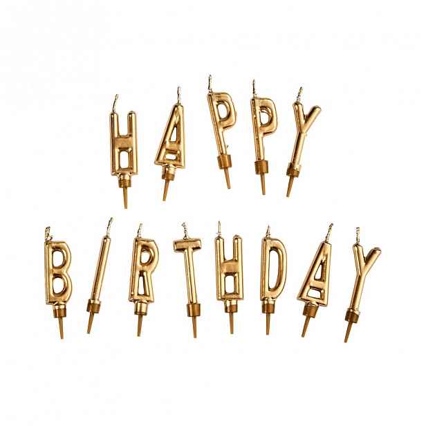 Butlers HAPPY BIRTHDAY Svíčky na dort set - zlatá