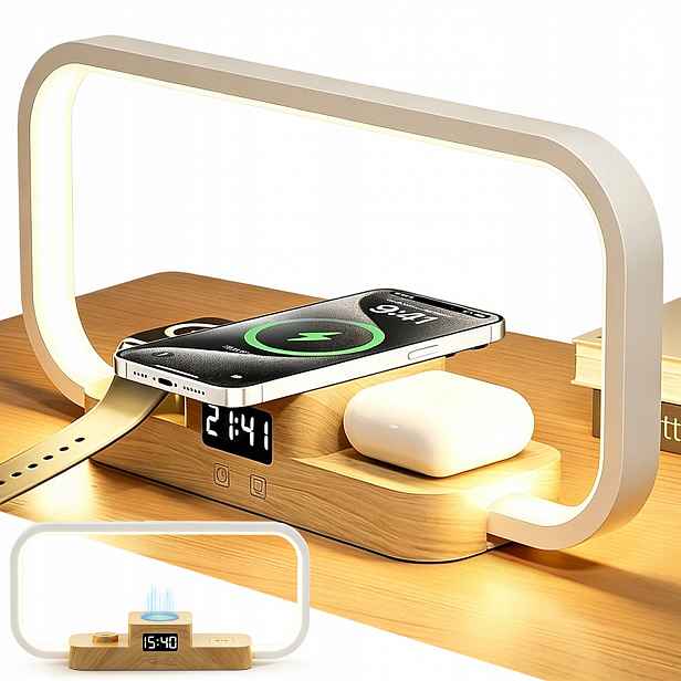 Lampa Led Lampa Budík Hodiny Indukční Nabíječka Regulace 5 Režimů