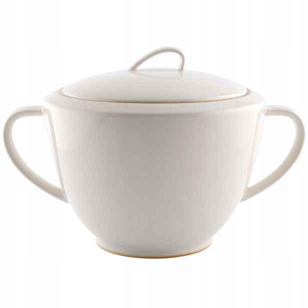 Polévková váza 2,5 l s porcelánovým víkem MariaPaula Nova Ecru Zlatá linka