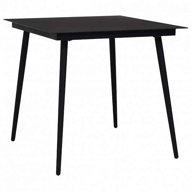 vidaXL Zahradní jídelní stůl černý 80 x 80 x 74 cm ocel a sklo