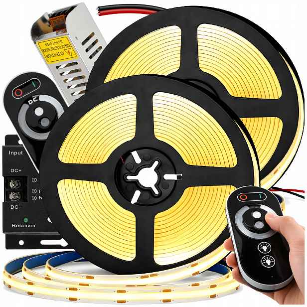 Sada Led pásků Neon Cob 12V 10 m 120 W Silné Jasné Světlo Napájecí Zdroj Dálkový Ovladač