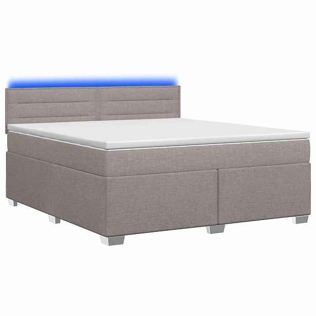 vidaXL Box spring postel s matrací a LED Taupe 140 x 200 cm Textil
