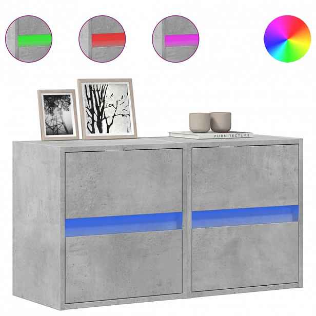 vidaXL Nástěnné TV skříňky s LED 2 ks betonově šedé 41 x 31 x 45 cm