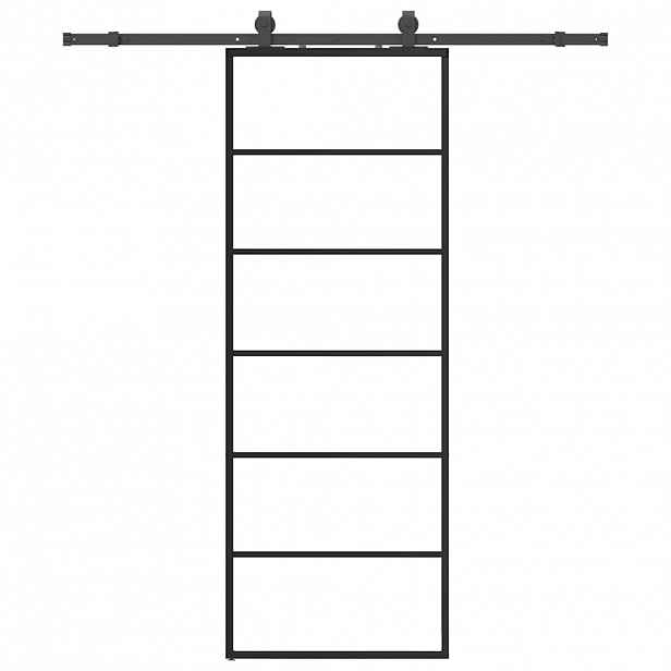 vidaXL Posuvné dveře se sadou kování černé 76x205 cm ESG Glass