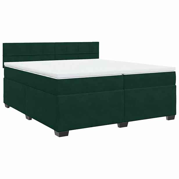 vidaXL Box spring postel s matrací tmavě zelená 200x200 cm samet