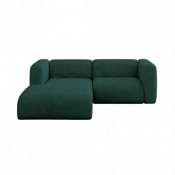 ALTDECOR ROHOVÁ SEDAČKA S LEVOU OTOMANOU MIRA-L1 227x179x89 Zelená Velur