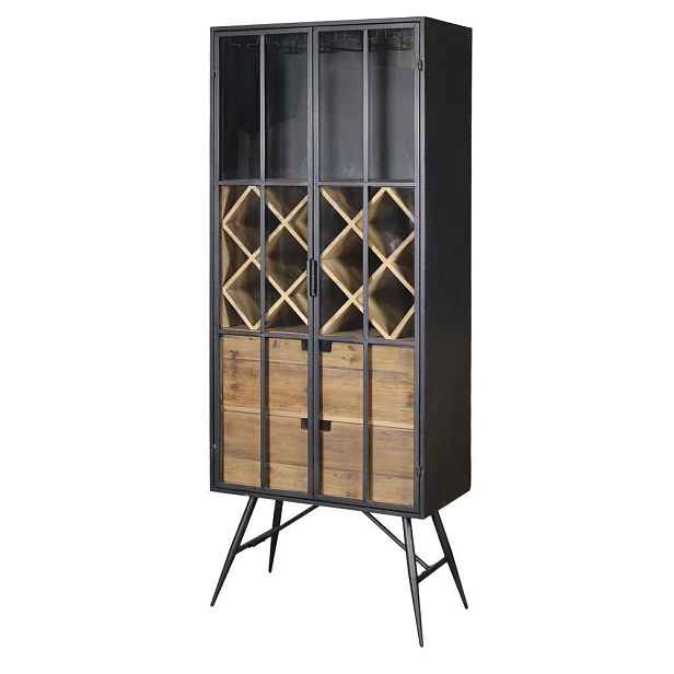 Černá antik kovová vitrína vinotéka Larisse - 65*36*170 cm  Chic Antique
