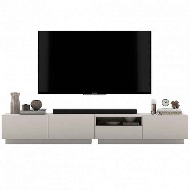Meble Lindner SADA 2 TV stolků Enjoy Šedá mat 240 cm se zásuvkou a soklem