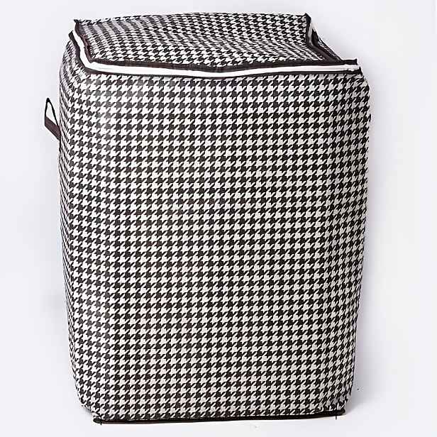 TEMU Velká sada úložných boxů, silná podšívka a dvojitý zip, černo-bílý kostkovaný design, stohovatelné, s víkem a rukojetí, vhodné pro stěhování,