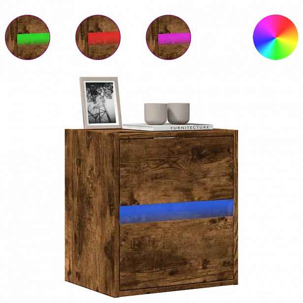 vidaXL Nástěnná TV skříňka s LED osvětlením kouřový dub 41x31x45 cm