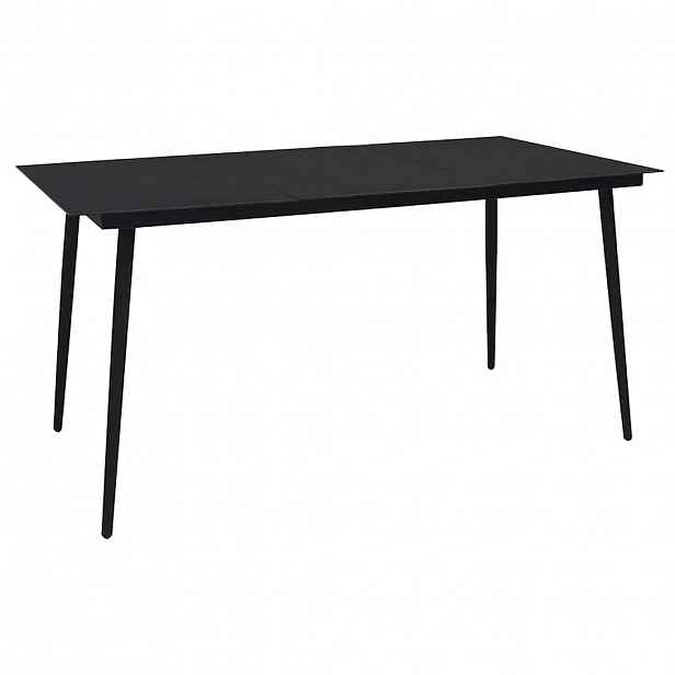 vidaXL Zahradní jídelní stůl černý 150 x 80 x 74 cm ocel a sklo
