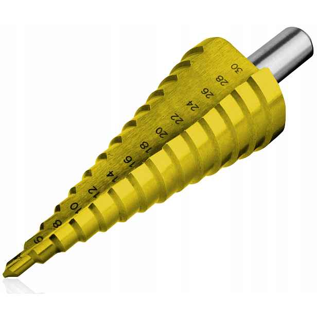 Vrták Stupňovitý Kuželový Vánoční Hss Tin Tytan 4-20 MM x 9 Do Kovu