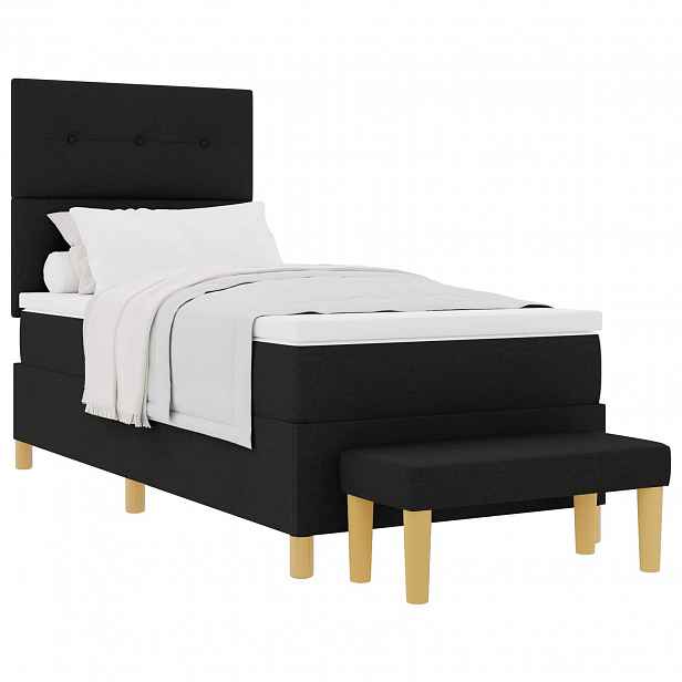 vidaXL Postel s boxspringem s čelo Černá 200 x 80 cm textil