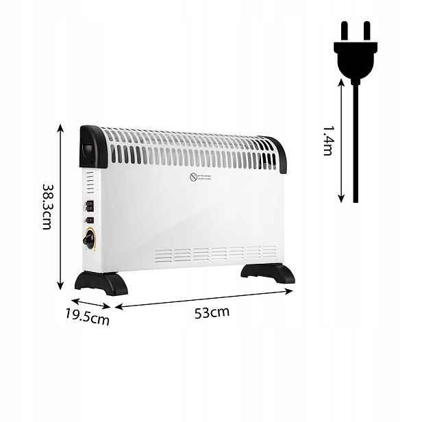 Konvektorový ohřívač s termostatem 2000 W turbo