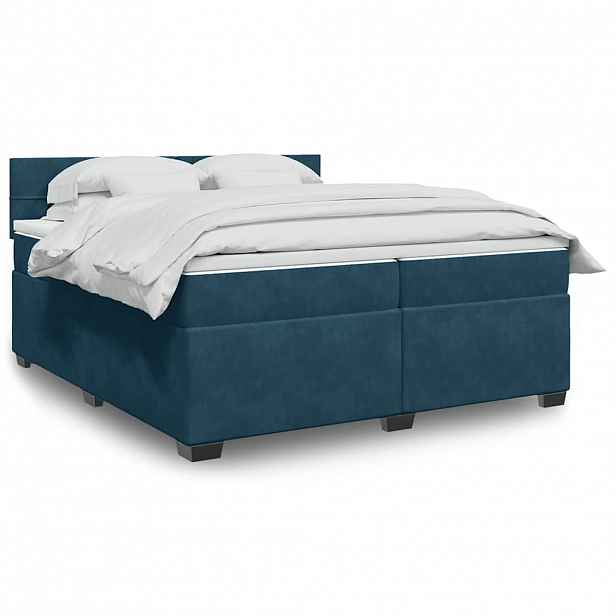 vidaXL Box spring postel s matrací modrá 200 x 200 cm samet