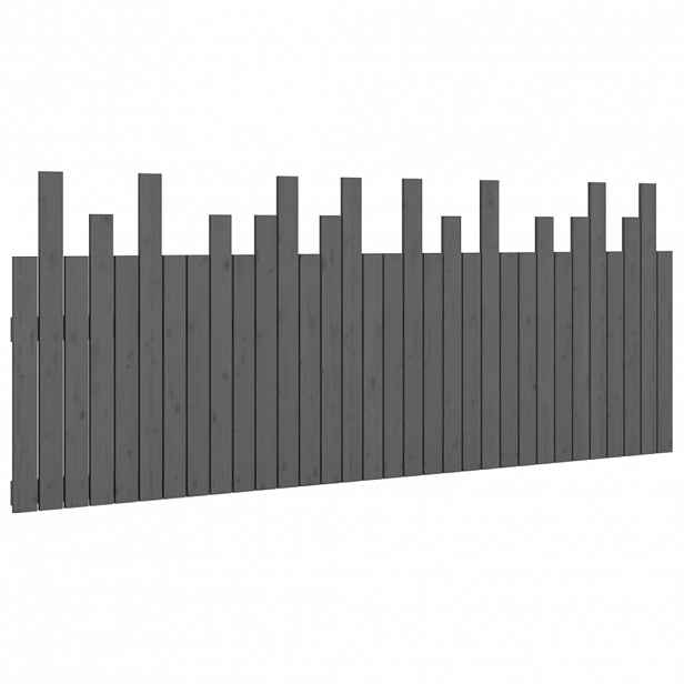 vidaXL Nástěnné čelo postele šedé 204 x 3 x 80 cm masivní borové dřevo