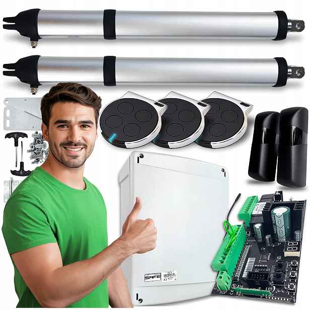 Set pohonu pro Dvoukřídlovou Bránu 8 m ovladače pohon 400 kg Automat Slim