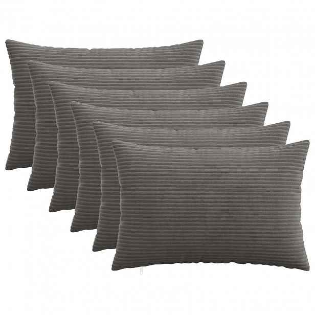 vidaXL Povlak na polštář 6 pcs HEERLEN Tmavě šedá 40 x 60 cm manšestr