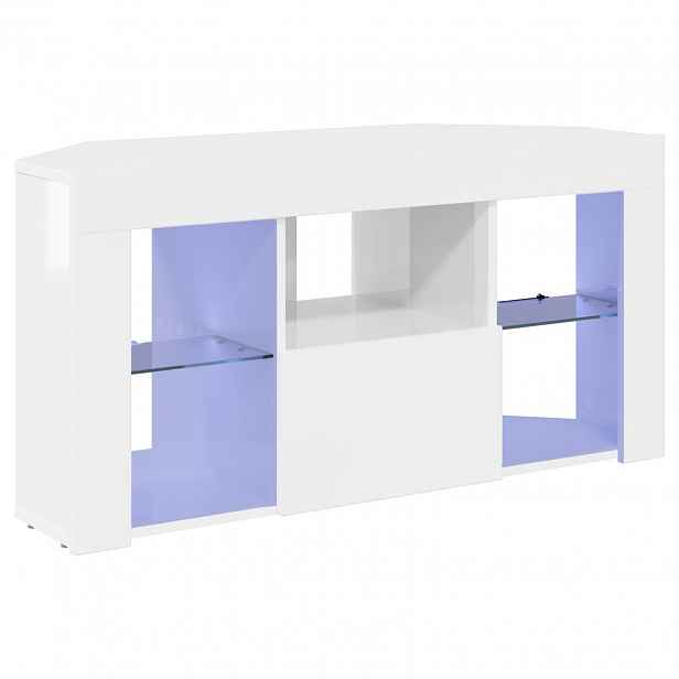 vidaXL Rohový LED TV stojan 100 x 40 x 50 cm Vysoce lesklá bílá