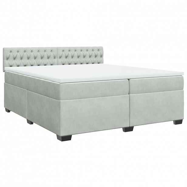 vidaXL Box spring postel s matrací světle šedá 200x200 cm samet