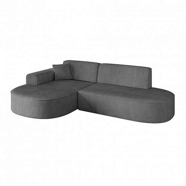 ALTDECOR ROHOVÁ SEDACÍ SOUPRAVA s otomanem vlevo MARI-L1 – 243 x 171 x 79 cm tmavě šedá manšestr