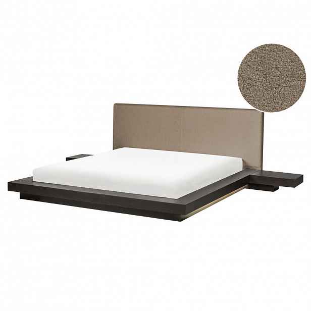 Beliani POSTEL s LED 160/200 cm MDF deska Tmavě hnědá Zen