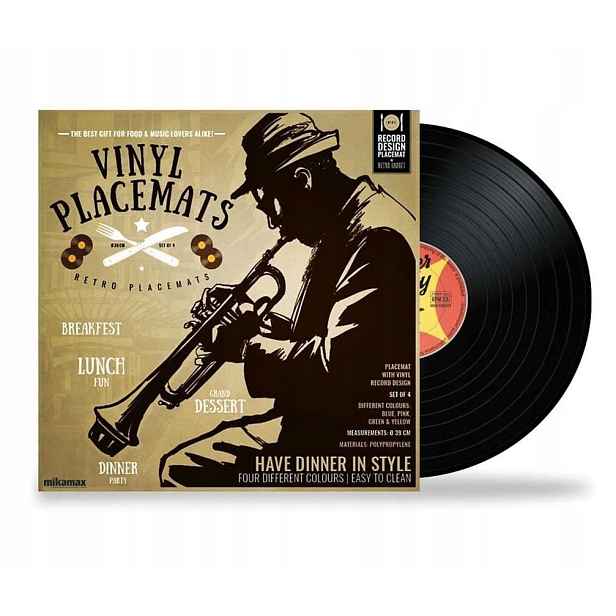 Podložka Pod Podložka Vinylová Deska Adaptér Pod Talíř Miska Retro Set x4