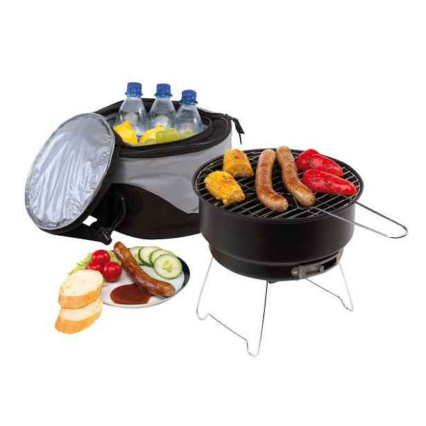 Přenosný turistický gril termotaška 2v1, úhledný skládací set