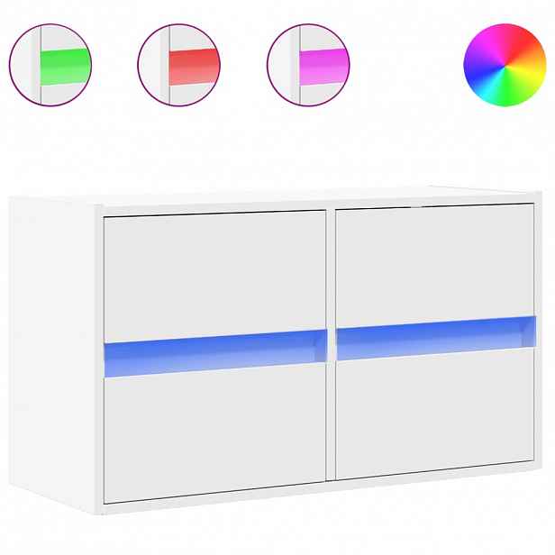 vidaXL Nástěnná TV skříňka s LED osvětlením bílá 80 x 31 x 45 cm