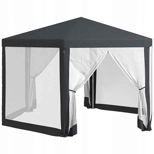 Zahradní pavilon Outsunny 84C-044V02CG s moskytiérou, tmavě šedý, 4 x 4 m