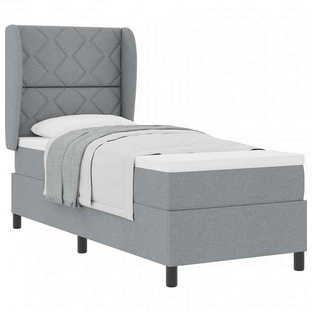 vidaXL Postel s boxspringem s čelo Světle šedá 80 x 200 cm textil