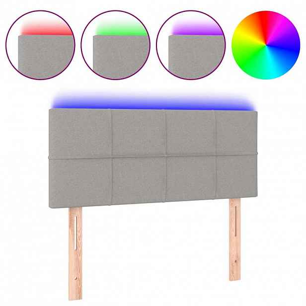 vidaXL Čelo postele s LED světle šedé 80 x 5 x 78/88 cm textil