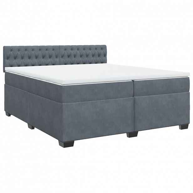 vidaXL Box spring postel s matrací tmavě šedá 200x200 cm samet