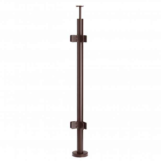 Rohový sloupek pro skleněné zábradlí 100 cm Hnědý fi 42 mm Loft