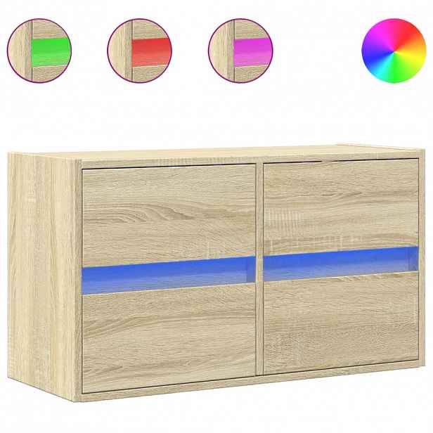 vidaXL Nástěnná TV skříňka s LED osvětlením dub sonoma 80 x 31 x 45 cm