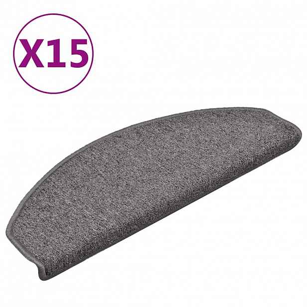 vidaXL Schodové rohože 15 ks 65 x 24 x 4 cm šedé a černé, půlkulaté, velké