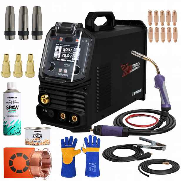 Poloautomatický svařovací stroj Spartus XPro Mig 200 Dual Pulse Bohatý set