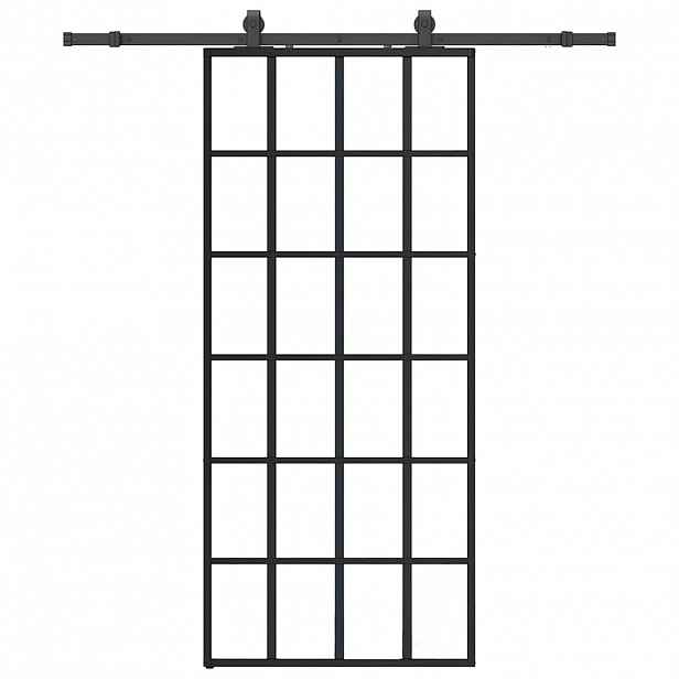 vidaXL Posuvné dveře se sadou kování černé 90x205 cm ESG Glass