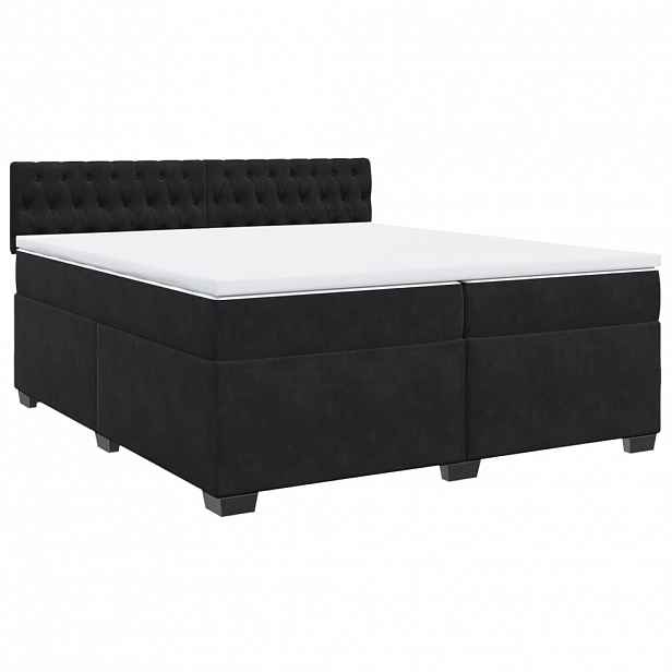 vidaXL Box spring postel s matrací černá 200x200 cm samet